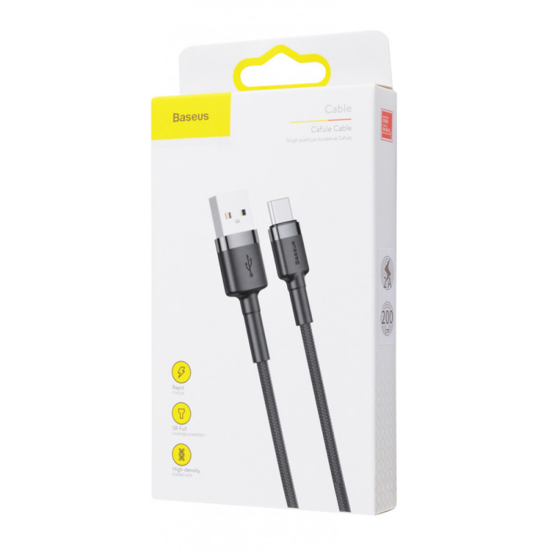 Дата кабель Baseus Cafule USB to Type-C Cable 2A (2m) (CATKLF-C) на картинке №5
