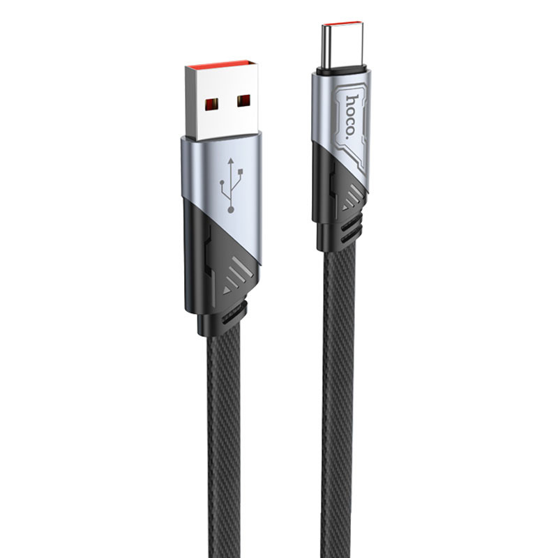 Дата кабель Hoco U119 Machine charging data USB to Type-C 5A (1.2m), Black, купить оптом с доставкой