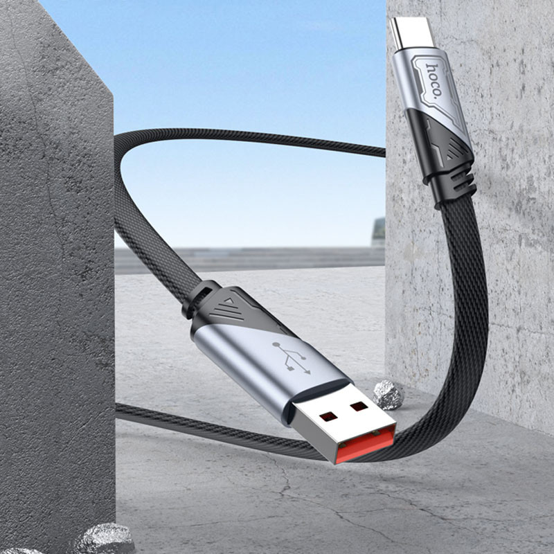 Дата кабель Hoco U119 Machine charging data USB to Type-C 5A (1.2m), Black 3, купить оптом с доставкой