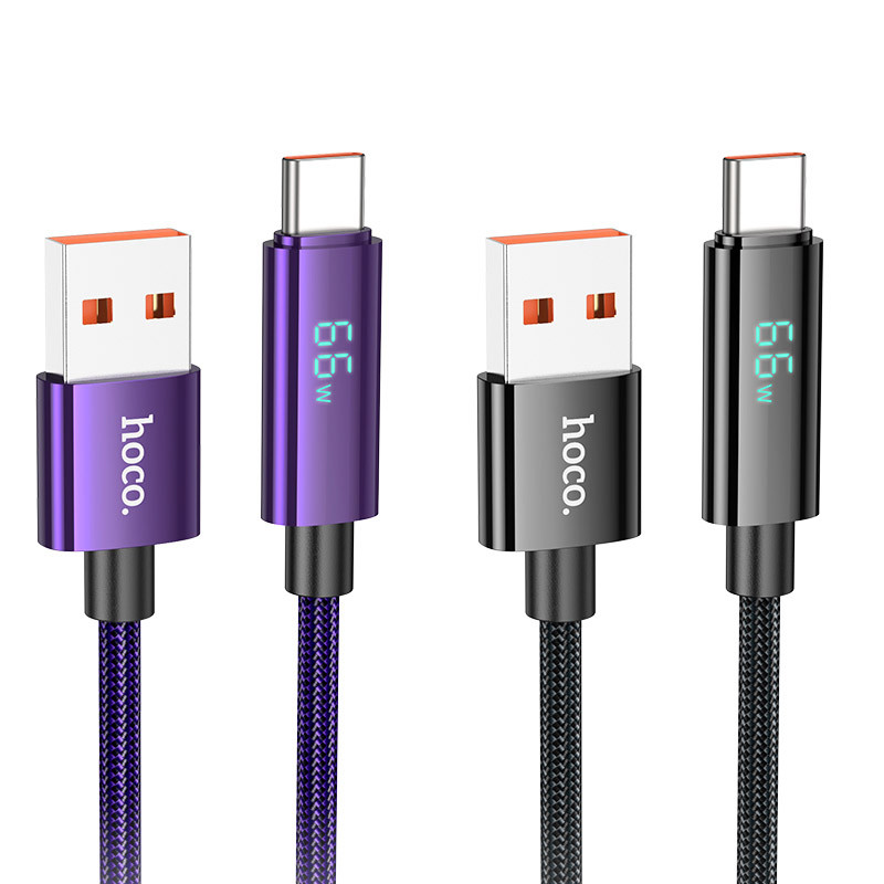 Дата кабель Hoco U125 Benefit 5A USB to Type-C with display (1.2m), купить оптом с доставкой