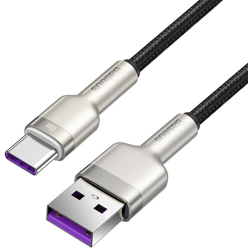 Дата кабель Baseus Cafule Metal Data USB to Type-C 66W (1m) (CAKF00010) дивитися фото №2