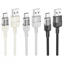 Дата кабель Hoco U129 Spirit Transparent USB to Type-C 3A (1.2m)