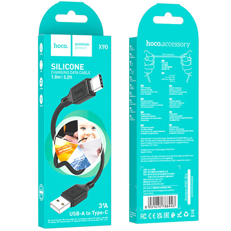 Дата кабель Hoco X90 Cool silicone USB to Type-C (1m) на малюнкі №6