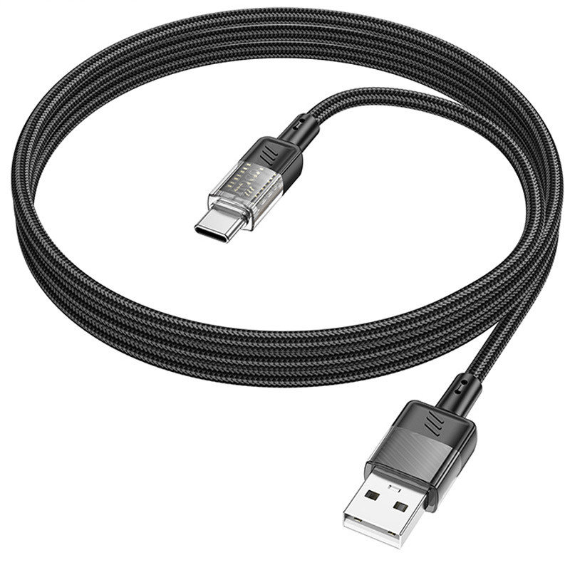 Дата кабель Hoco U129 Spirit Transparent USB to Type-C 3A (1.2m) дивитися фото №3