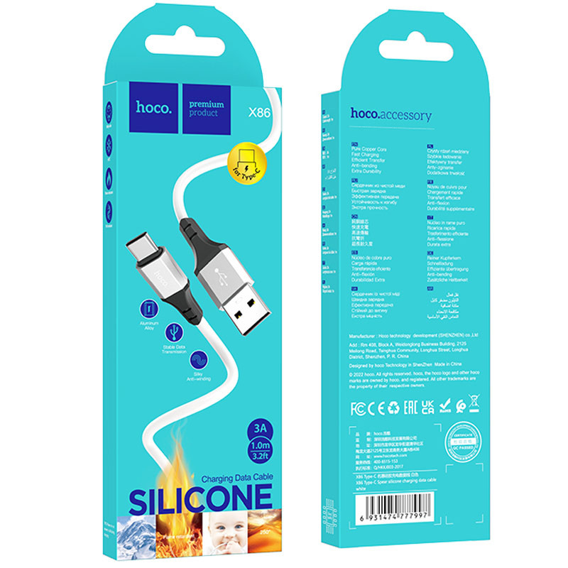 Дата кабель Hoco X86 Spear USB to Type-C (1m) на картинке №5