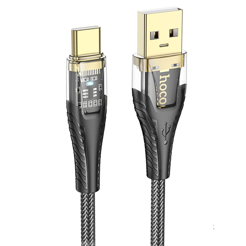 Дата кабель Hoco U121 Gold standart Transparent Discovery Edition USB to Type-C (1.2m) на малюнкі №1