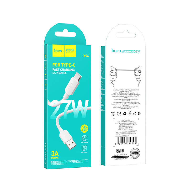 Дата кабель Hoco X96 Hyper USB to Type-C 27W (1m) на малюнкі №2