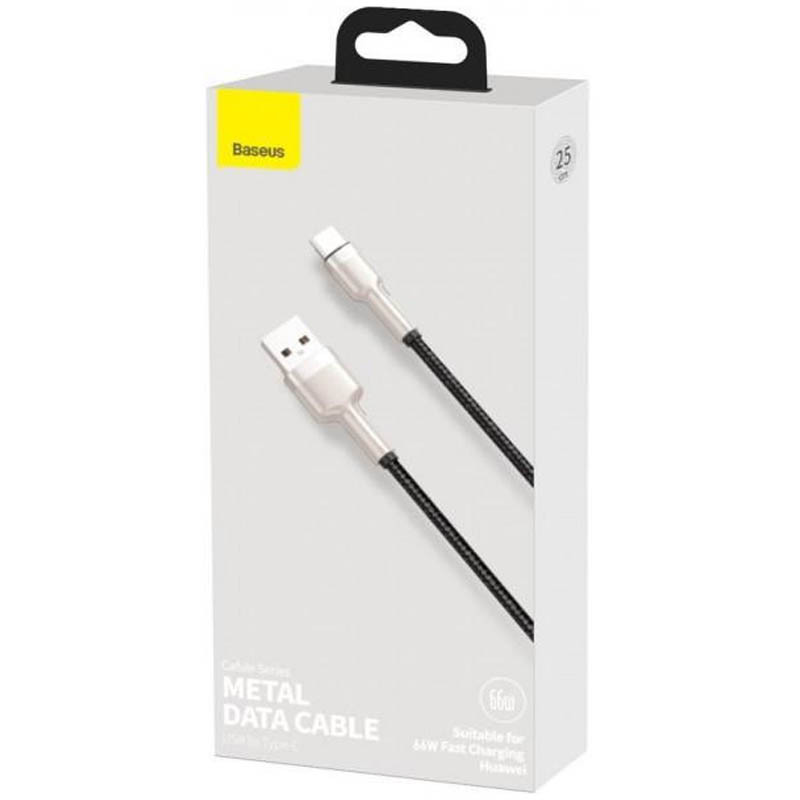 Дата кабель Baseus Cafule Metal Data USB to Type-C 66W (0.25m) (CAKF00000) дивитися фото №4