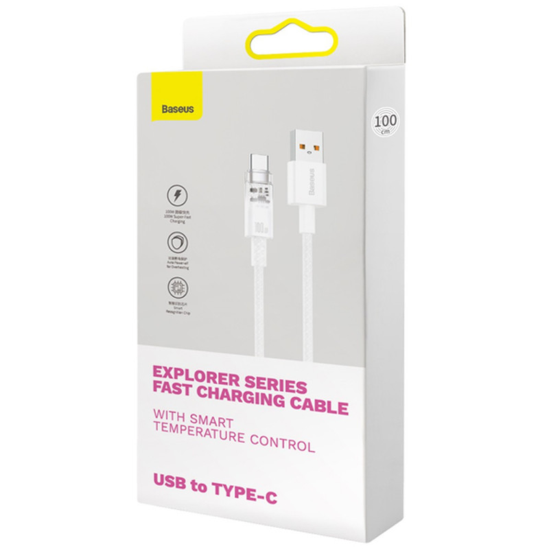 Дата кабель Baseus Explorer USB to Type-C 100W with Smart Temperature Control (1m) (CATS01040) дивитися фото №5