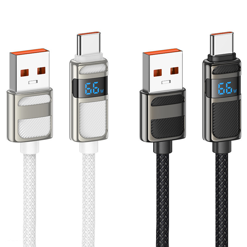Дата кабель Hoco U137 Line with display USB to Type-C 5A/66W (1.2m), купить оптом с доставкой