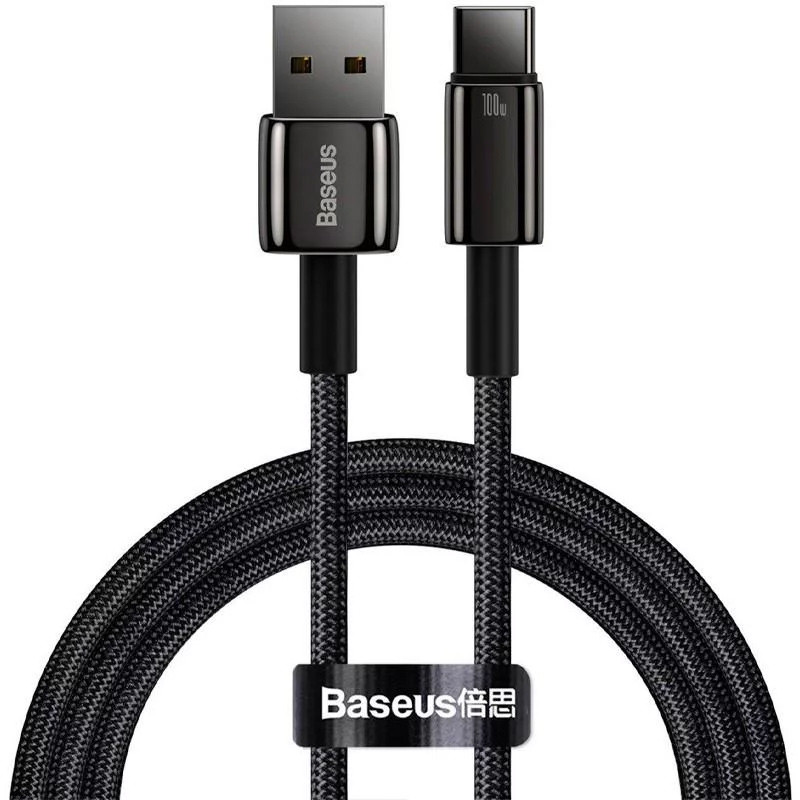 Дата кабель Baseus Tungsten Gold USB to Type-C Cable 100W (1m) (CAWJ00000) на малюнкі №1