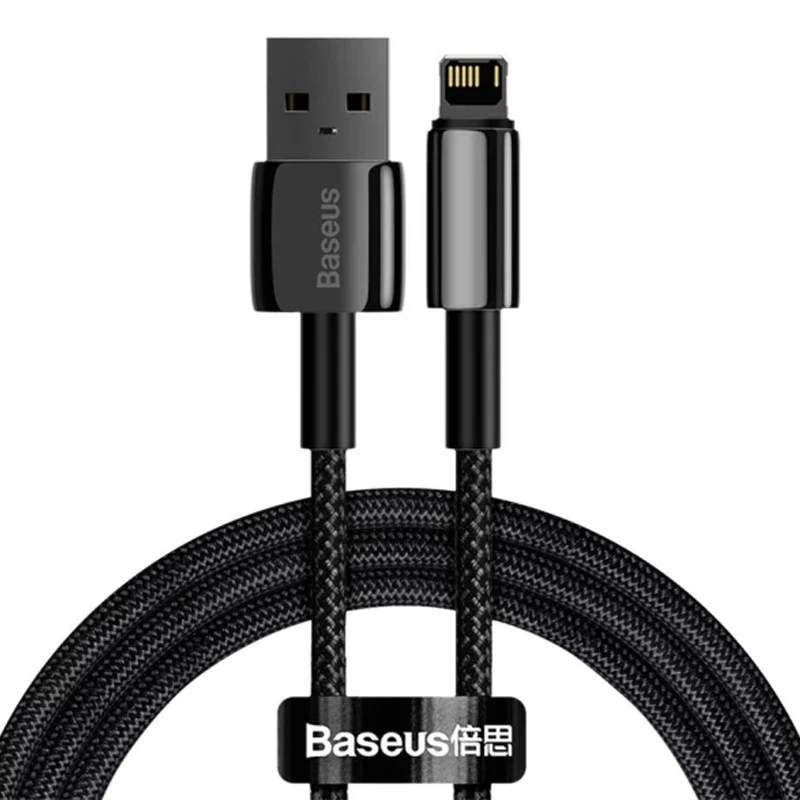 Дата кабель Baseus Tungsten Gold USB to Lightning Cable 2.4A (1m) (CALWJ-0), Black, купити оптом з доставкою
