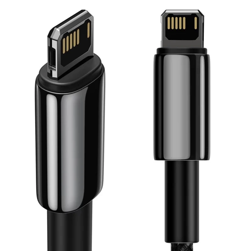 Дата кабель Baseus Tungsten Gold USB to Lightning Cable 2.4A (1m) (CALWJ-0), Black 2, купити оптом з доставкою