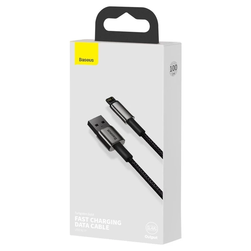 Дата кабель Baseus Tungsten Gold USB to Lightning Cable 2.4A (1m) (CALWJ-0), Black 5, купити оптом з доставкою