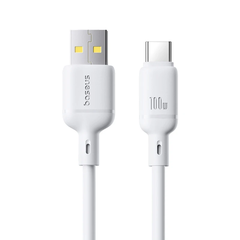 Дата кабель Baseus Silky Series OS Fast Charging USB to Type-C 100W (1m) (P10377703), Moon White, купить оптом с доставкой