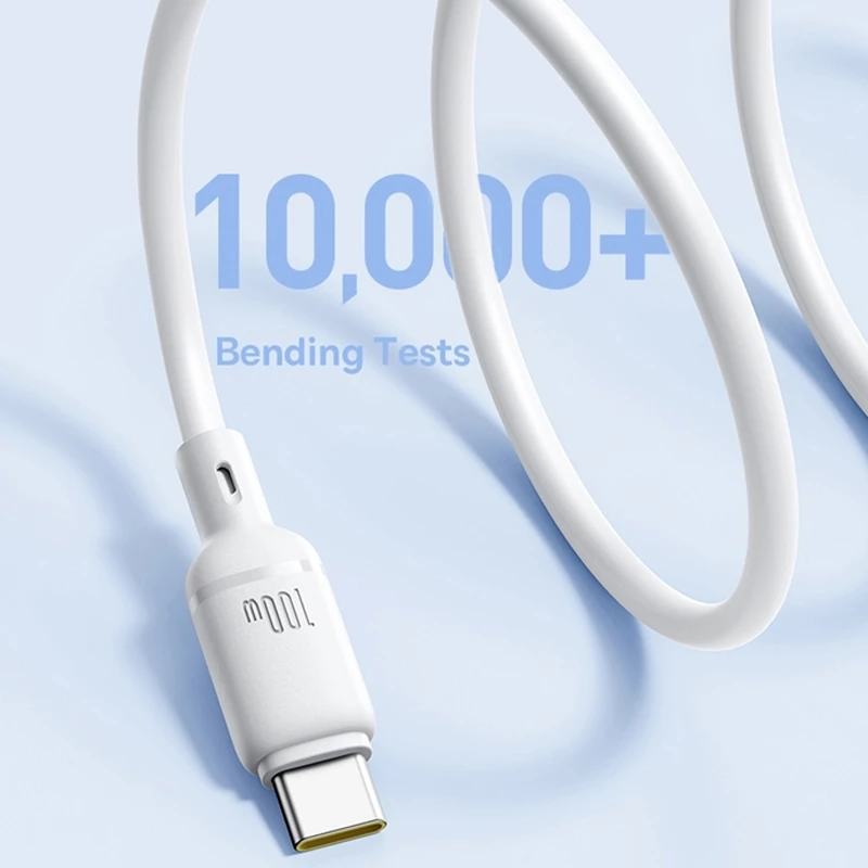 Дата кабель Baseus Silky Series OS Fast Charging USB to Type-C 100W (2m) (P10377703), Moon White 1, купить оптом с доставкой
