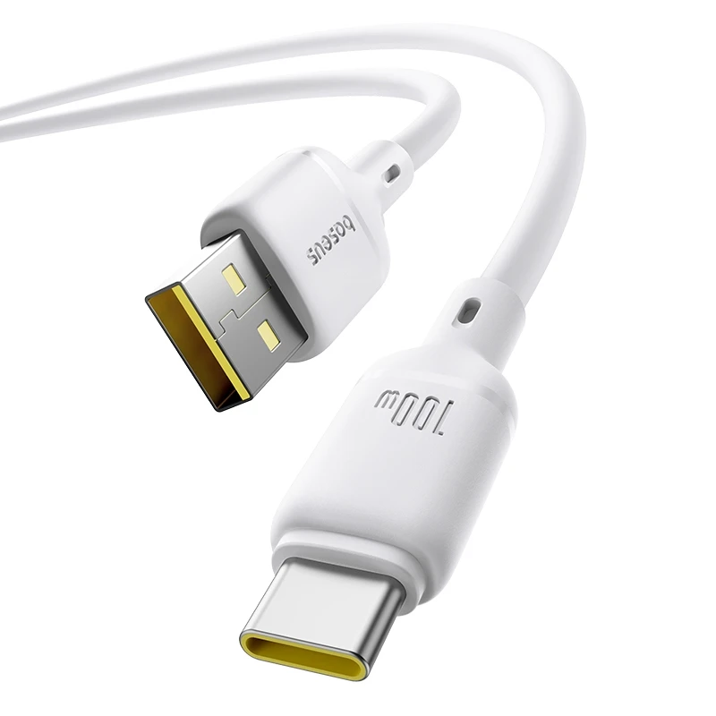 Дата кабель Baseus Silky Series OS Fast Charging USB to Type-C 100W (2m) (P10377703), Moon White 2, купить оптом с доставкой