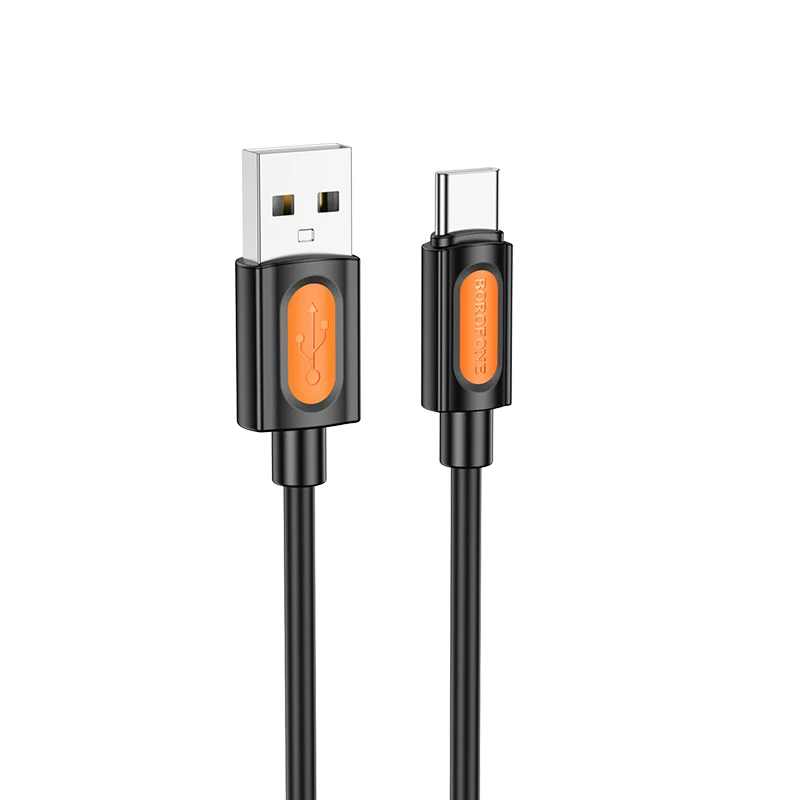 Дата кабель Borofone BX114 Structure USB to Type-C 3A (1m), Black, купить оптом с доставкой