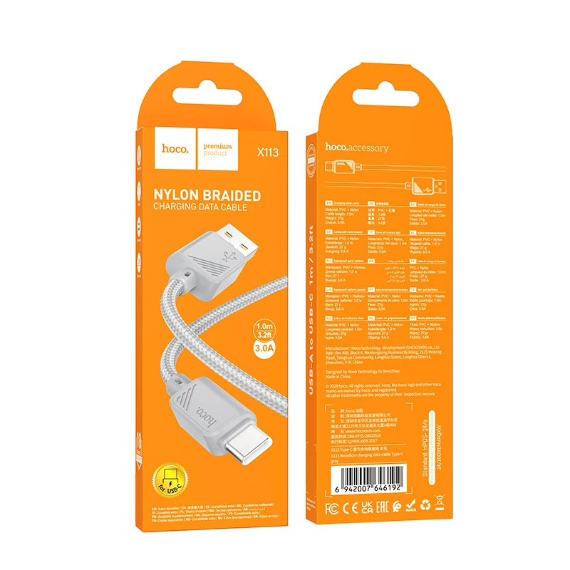 Дата кабель Hoco X113 Beneficio USB to Type-C (1m), Gray 3, купить оптом с доставкой