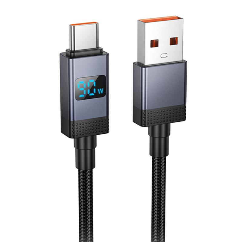 Дата кабель Hoco X118 Generous with display USB to Type-C 5A (1m) на картинке №1