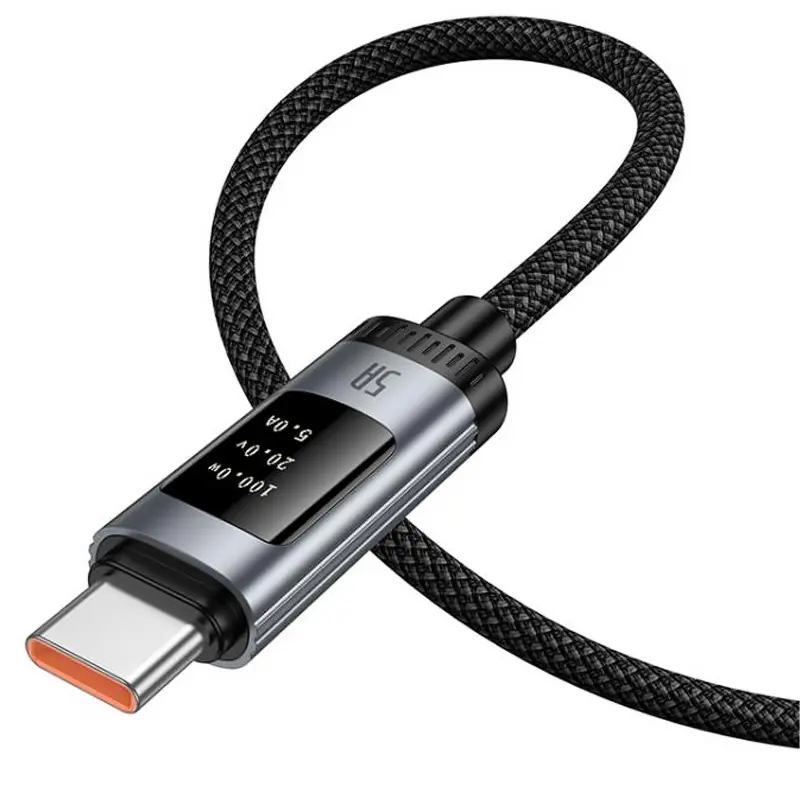 Дата кабель Hoco U148 Lord with display USB to Type-C 100W (1.2m), Black 3, купить оптом с доставкой