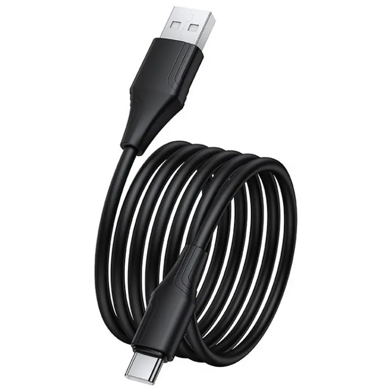 Дата кабель Hoco X124 Bien silicone USB to Type-C 3A (1m), Black 1, купить оптом с доставкой