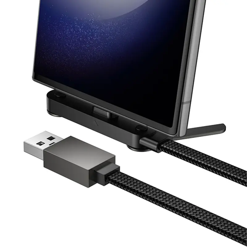 Дата кабель Hoco U150 Exquisite side plug and stand USB to Type-C 36W (1.2m), Black 2, купить оптом с доставкой