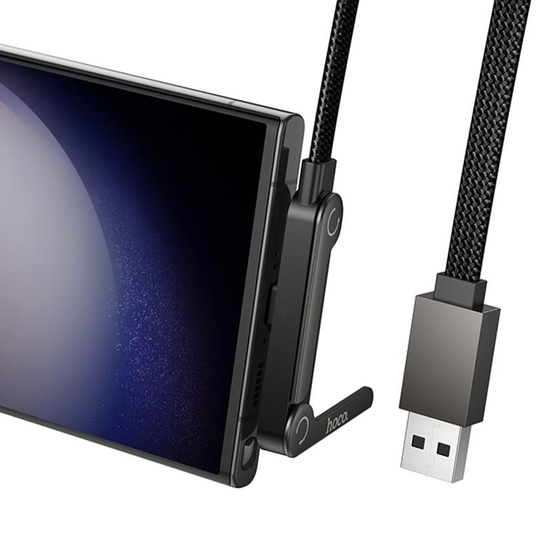 Дата кабель Hoco U150 Exquisite side plug and stand USB to Type-C 36W (1.2m) на малюнкі №4