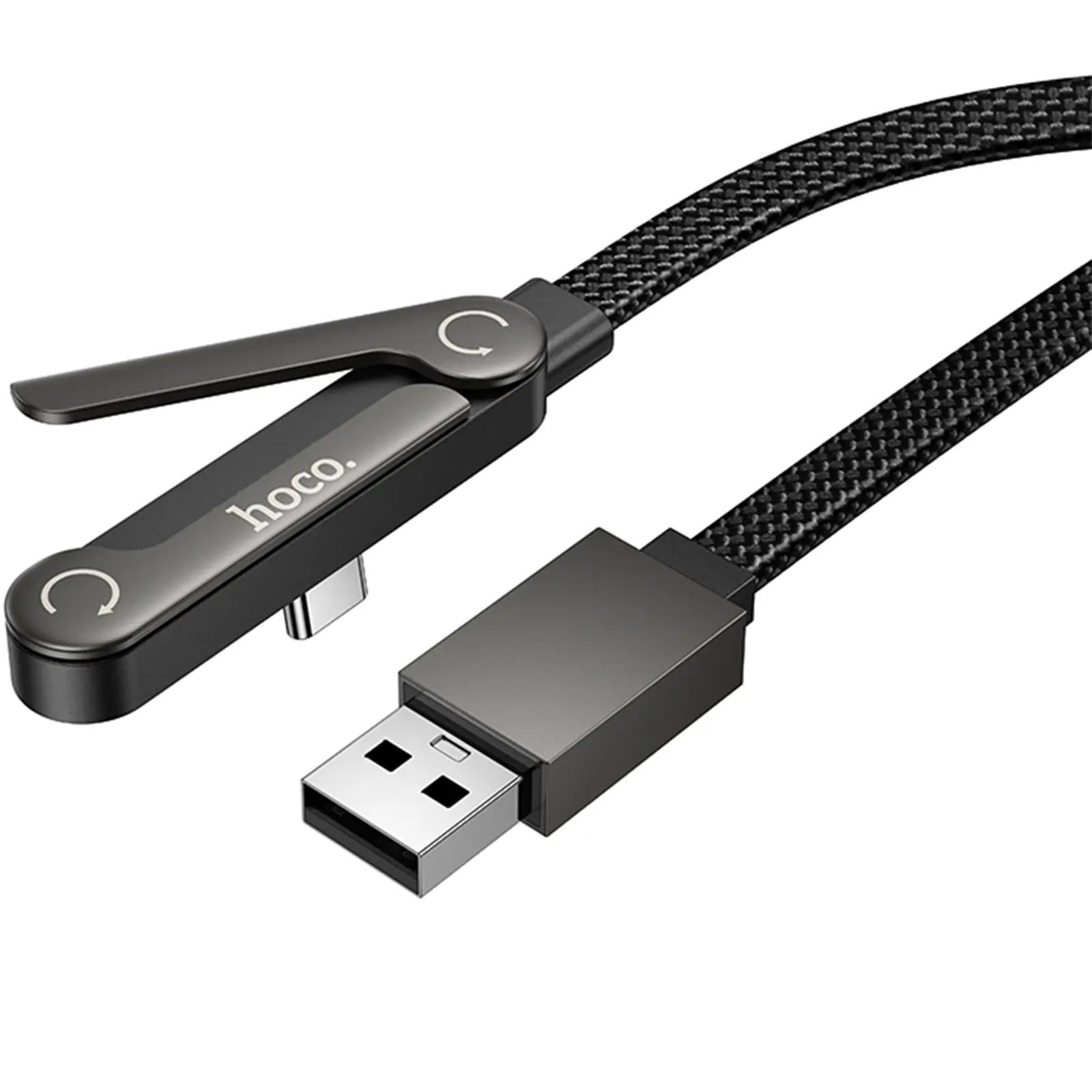 Дата кабель Hoco U150 Exquisite side plug and stand USB to Type-C 36W (1.2m), Black 4, купить оптом с доставкой
