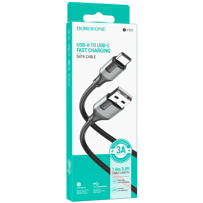 Дата кабель Borofone BX101 Creator USB to Type-C 3A (1m) на картинке №2