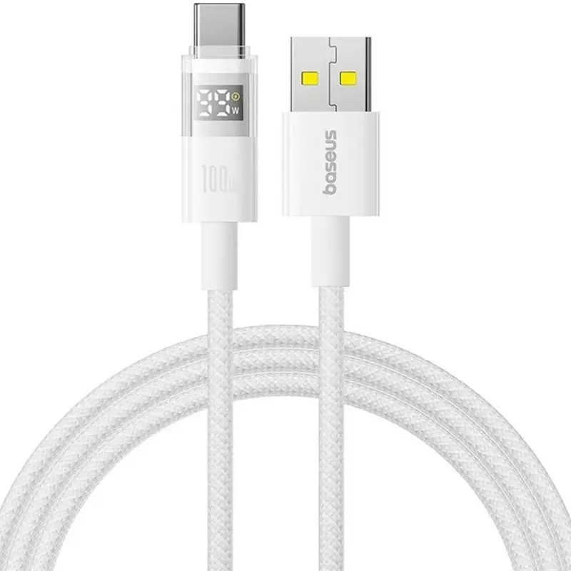 Дата кабель Baseus Display 2 USB to Type-C 100W (2m) (P10382701), Moon White, купити оптом з доставкою