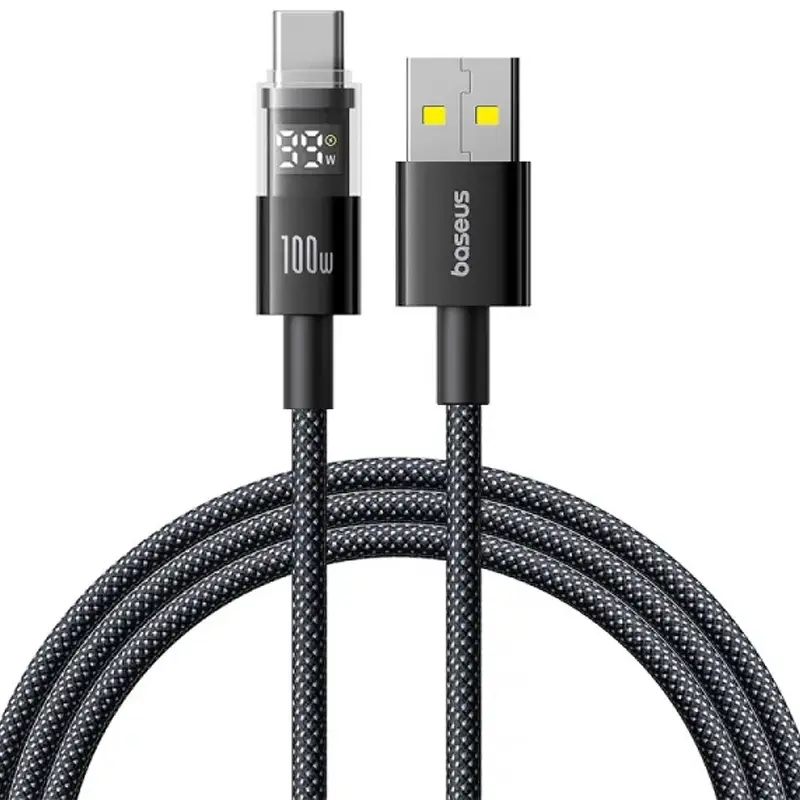Дата кабель Baseus Display 2 USB to Type-C 100W (1m) (P10382701), Cosmic Black, купити оптом з доставкою