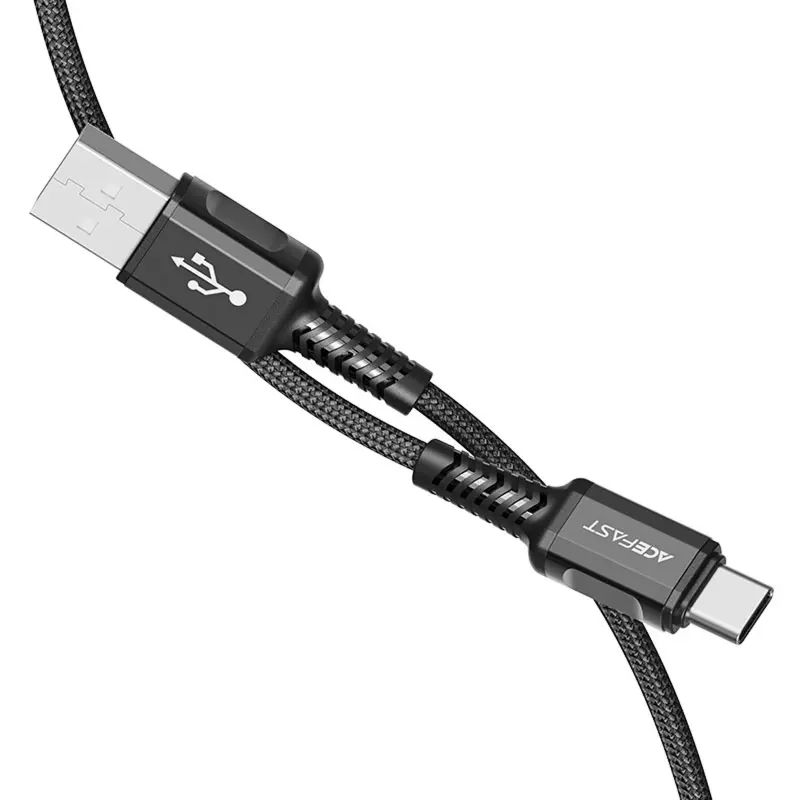 Дата кабель Acefast C1-04 USB to Type-C 3A (1.2m), Black 1, купити оптом з доставкою