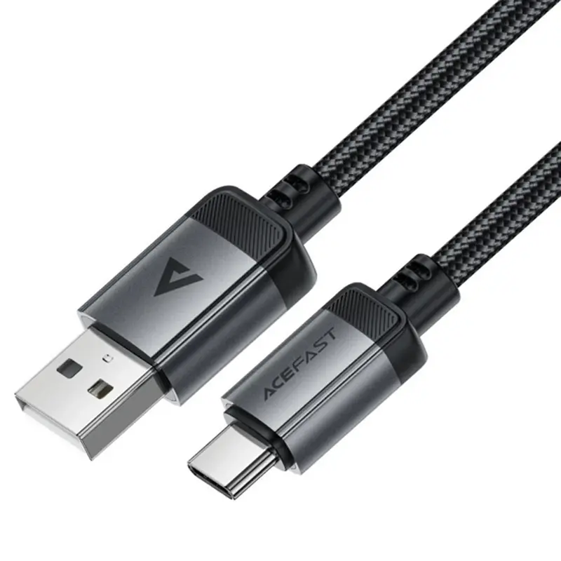 Дата кабель Acefast C20-04 USB to Type-C 3A (1.2m), Black 2, купити оптом з доставкою