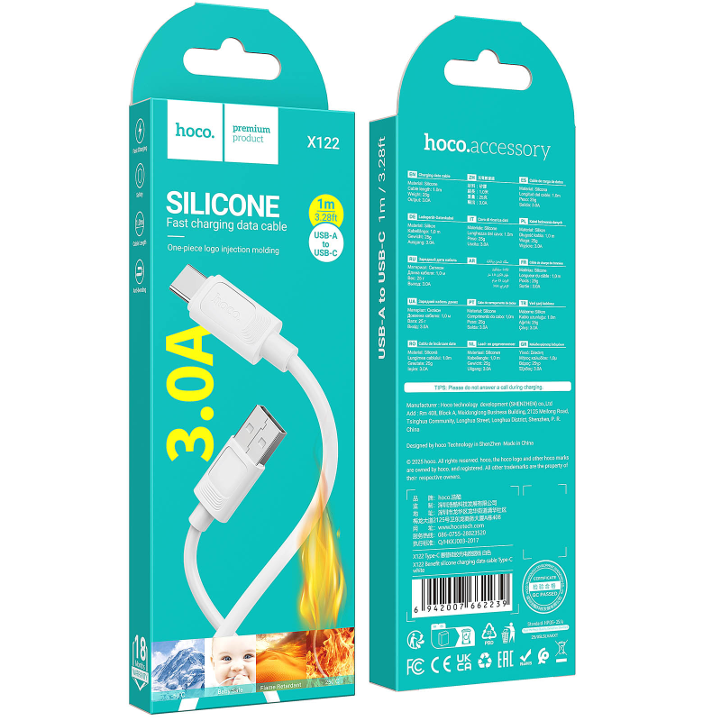 Дата кабель Hoco X122 Benefit USB to Type-C 3A (1m), White 2, купить оптом с доставкой