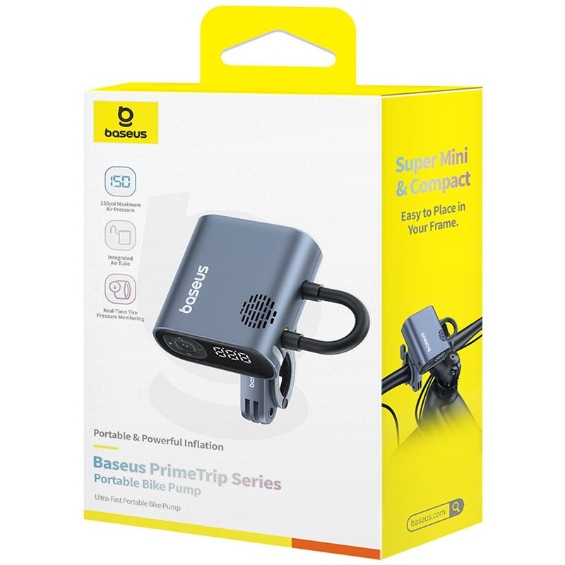 Уценка Портативный велосипедный насос Baseus PrimeTrip Series (C11169000121-00), Поврежденная упаковка / Cosmic Black 5, купить оптом с доставкой