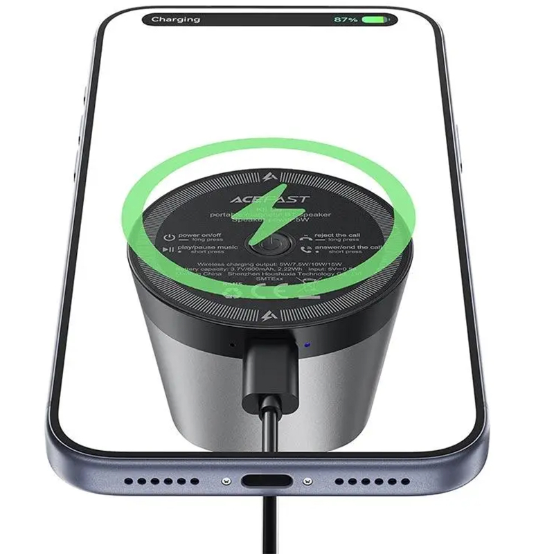 Bluetooth Колонка Acefast K8 + БЗУ 15W на картинке №6