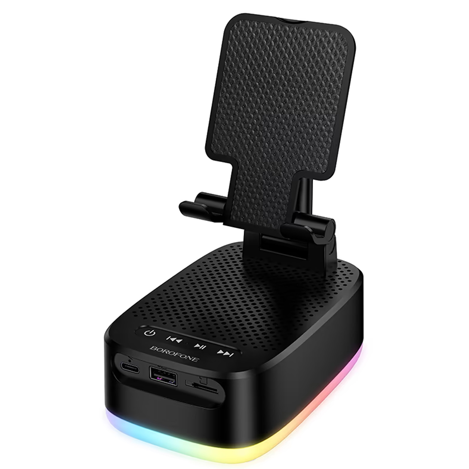 Уцінка Bluetooth Колонка Borofone BR200 Marea + Power Bank 1500mAh + тримач, Відкрита упаковка / Black, купити оптом з доставкою