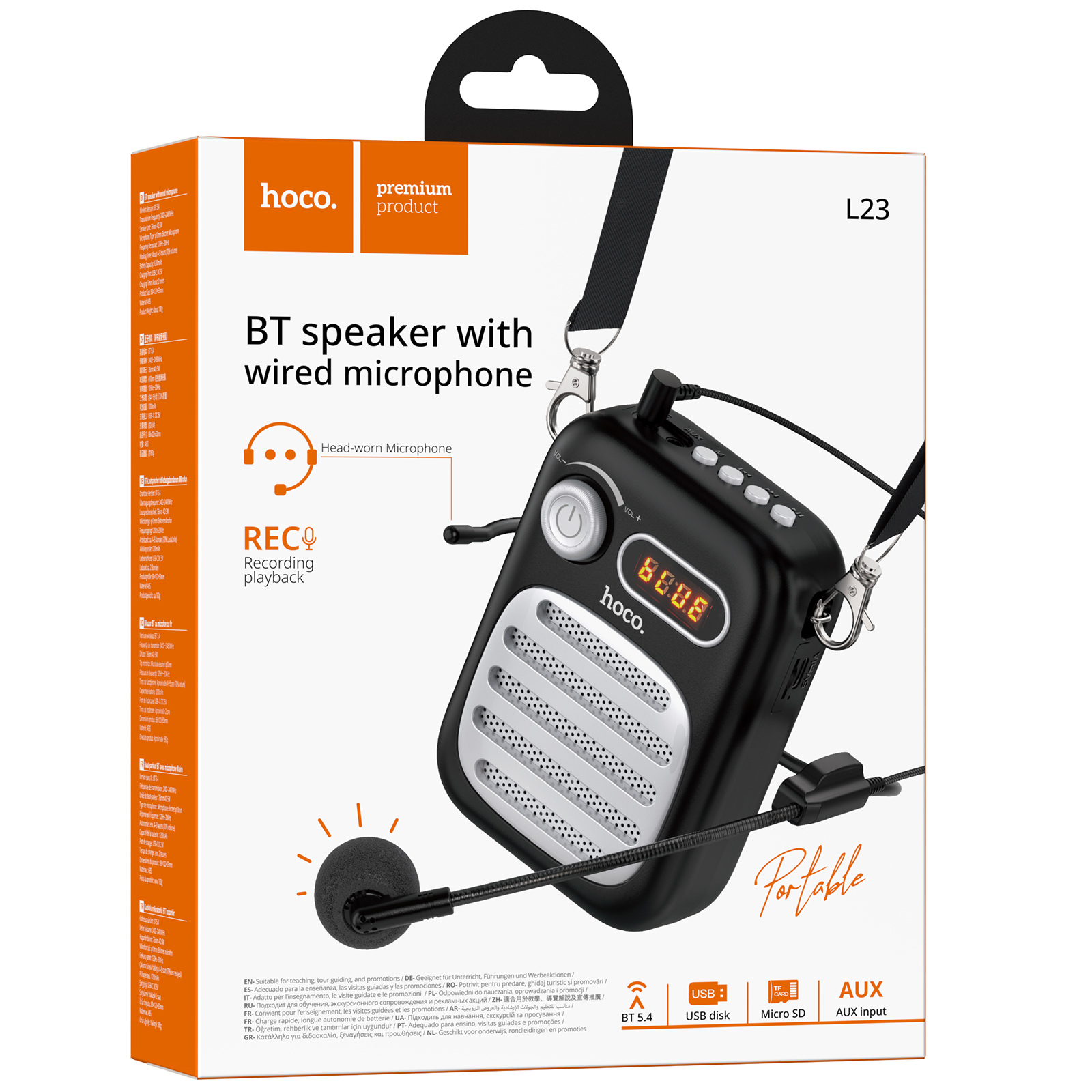 Bluetooth Колонка Hoco L23 Lemony 5W + проводная гарнитура, Black 1, купить оптом с доставкой