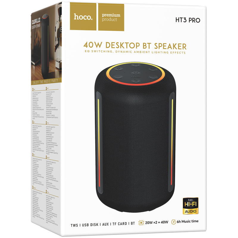 Bluetooth Колонка Hoco HT3 Platinum Pro 40W, Black 1, купить оптом с доставкой