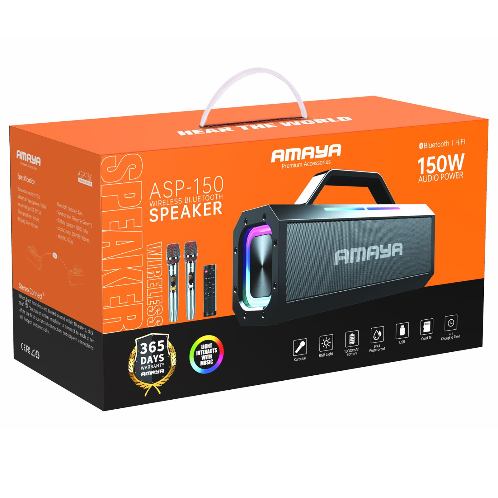 Bluetooth Колонка Amaya ASP-150 Two-person 150W + два микрофона, Black 1, купить оптом с доставкой