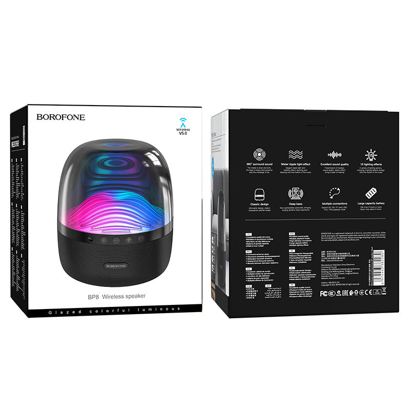 Bluetooth Колонка Borofone BP8 Glazed colorful luminous на картинке №6