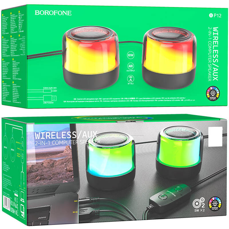 Bluetooth колонка Borofone BP12 Colorful BT wired 2-in-1 computer speaker смотреть фото №6