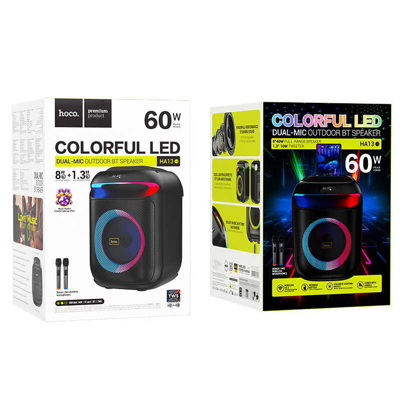Bluetooth колонка Hoco HA13 Ramon outdoor + два микрофона на картинке №3