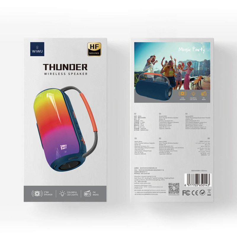 Bluetooth Колонка WIWU H6 Thunder Wireless Speaker на картинке №6