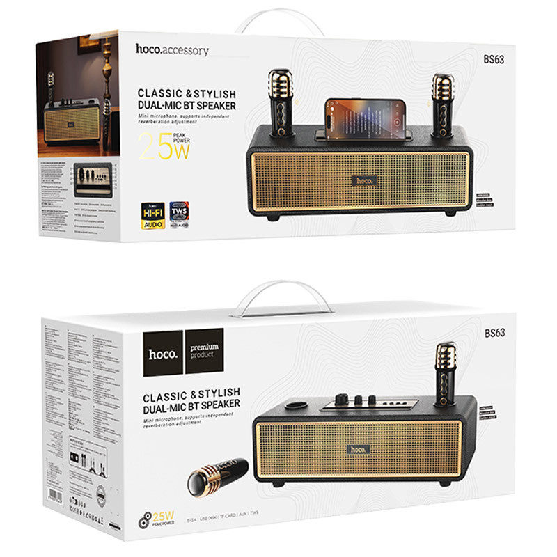 Bluetooth Колонка Hoco BS63 Graceful + два микрофона на картинке №6