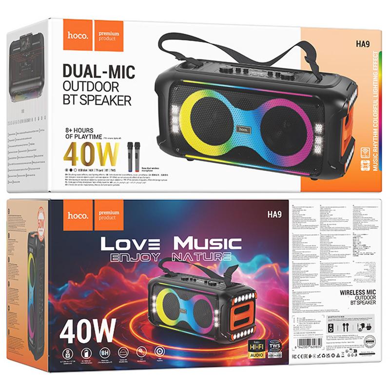 Bluetooth колонка Hoco HA9 Kayman + два микрофона на картинке №6