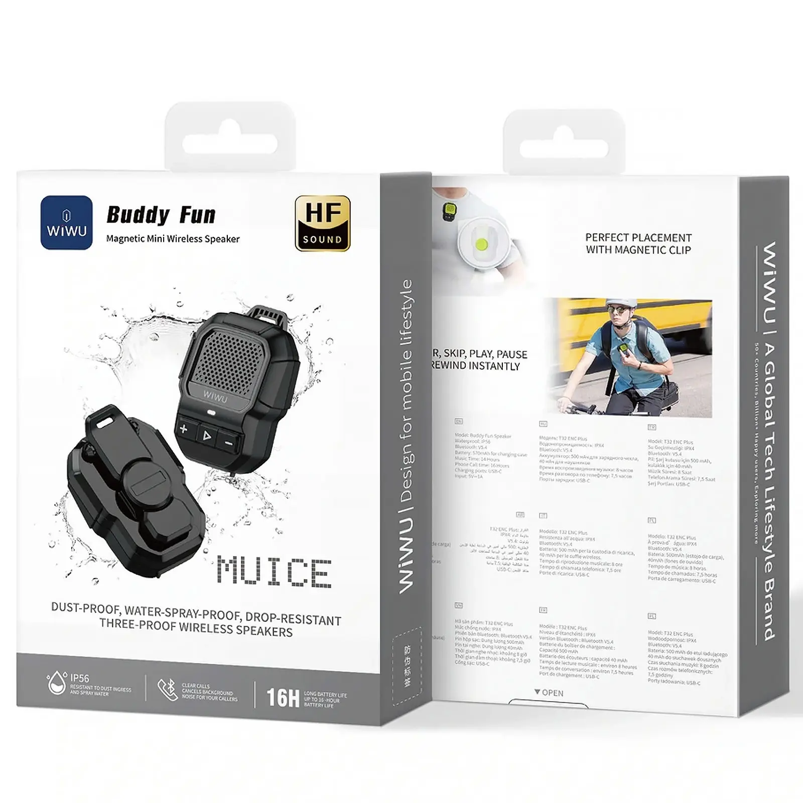 Bluetooth Колонка WiWU SPK-001 Buddy Fun with Magnetic Clip, Black 1, купить оптом с доставкой