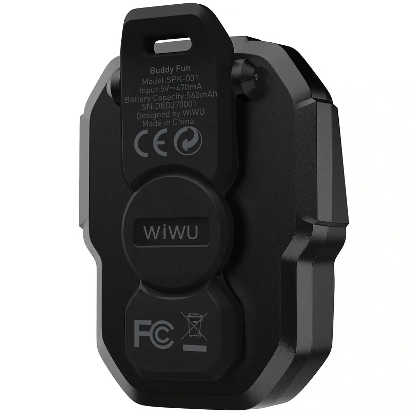 Bluetooth Колонка WiWU SPK-001 Buddy Fun with Magnetic Clip, Black 2, купить оптом с доставкой