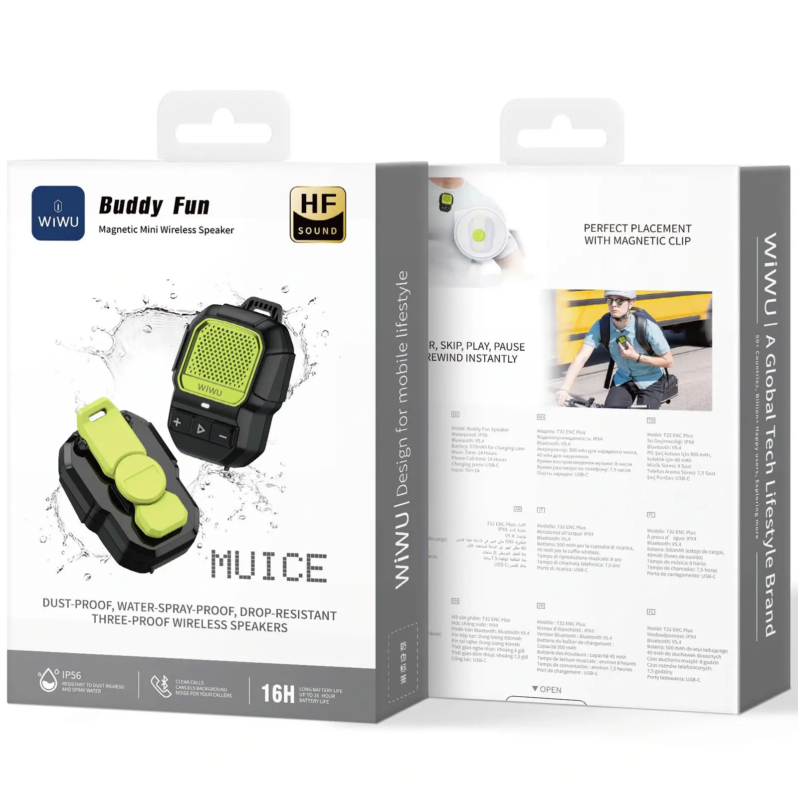 Bluetooth Колонка WiWU SPK-001 Buddy Fun with Magnetic Clip, Green 1, купить оптом с доставкой